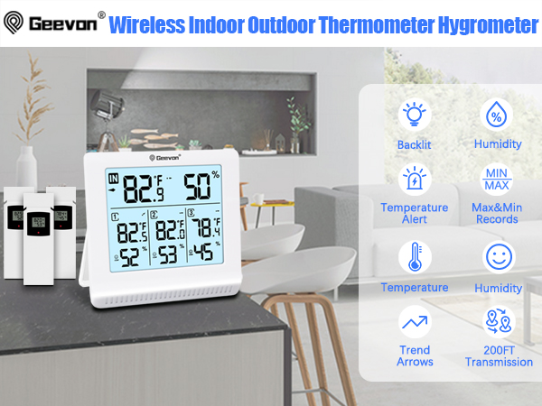 Indoor outdoor temperature and humidity monitor