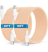 USB C to USB C Cable 6FT+10FT 2Pack 60W iPhone 17 16 15 Charger Cord Long Type C to C Cable Fast ...