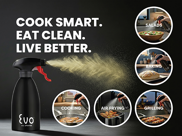 Evo Oil Sprayer 18/8 Stainless Steel, Non-Aerosol for Olive Oil