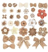 VGOODALL 32 PCS Natural Burlap Flowers Set Burlap Lace Flowers Bowknot for Wedding Party Decor Ho...