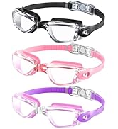 NSSIW Kids Goggles for 4-16, Kids Swimming Goggles Anti Fog No Leaking, 3 Pack Swim Goggles for B...