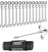Enventor 14 Pieces Ratcheting Wrench Set, Metric 6-19mm, 180° Flex Head, CR-V Steel, 72-Teeth, 12...