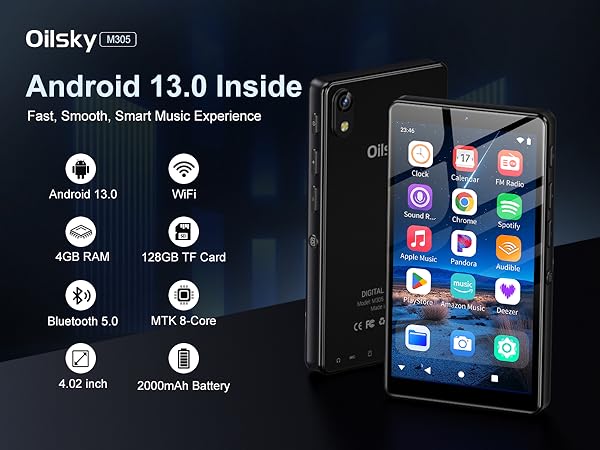 MP3 Player with Bluetooth and WiFi