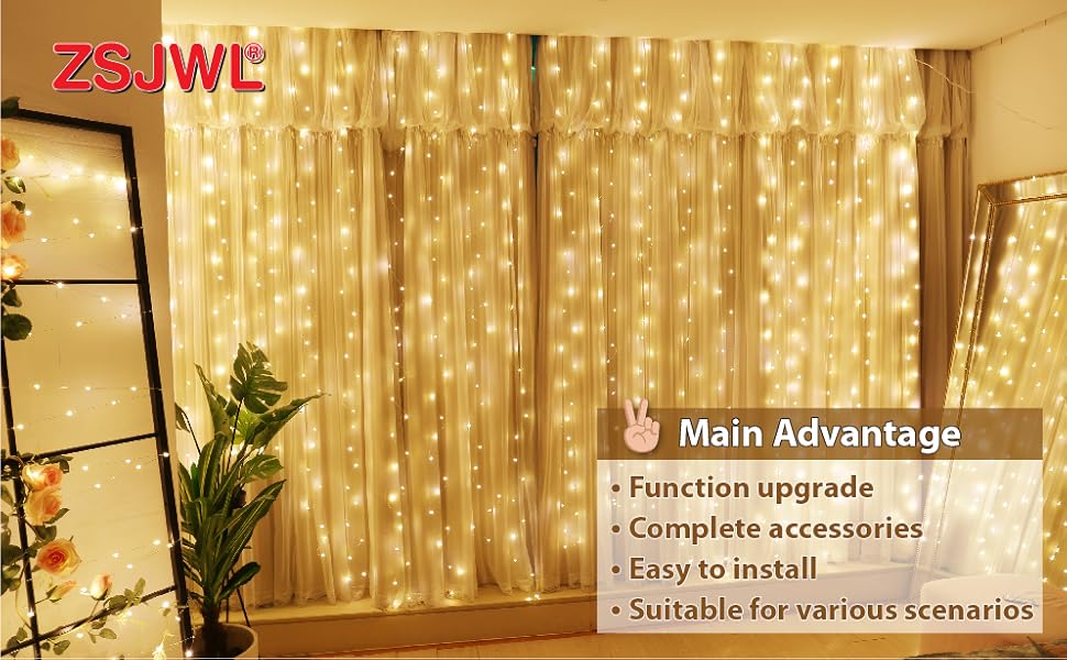 warm white fairy lights curtain