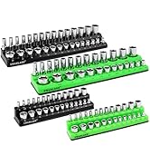 SWANLAKE GARDEN TOOLS 4-Piece Magnetic Socket Organizer Set, Metric & SAE Socket Holder Set Inclu...