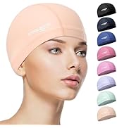 COOLMATE Fabric Swim Cap for Adult Women Men Kid 3 4 6 8 14 16, Silicone Water Resistant Layer, C...