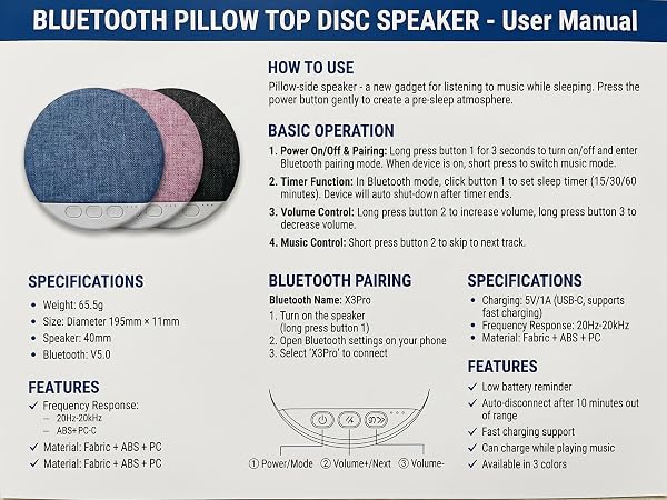 Pillow Speaker for Sleeping