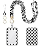 WEESMILE Scrunchie Lanyard with ID Holder for Keys (Checkerboard) | Satin Checkerboard Print, Str...