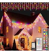 LitHome 38.5FT Color Changing Christmas Icicle Lights for Outside, 240 LED Icicle Lights Outdoor ...