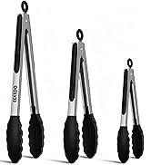 EEKEDO Kitchen Tongs, Stainless Steel Cooking Tongs with Silicone Tips, 600ºF High Heat-Resistant