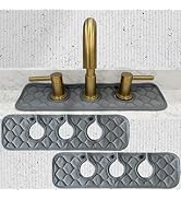 Bathroom Sink Splash Guard 3-Round-Hole : AHA HOMEWARE, Faucet Mat for Bathroom Sink 3 Holes (Gra...