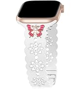 Floral Silicone Band with Charms Stud Compatible with Apple Watch Bands 38mm 40mm 42mm 44mm 41mm ...