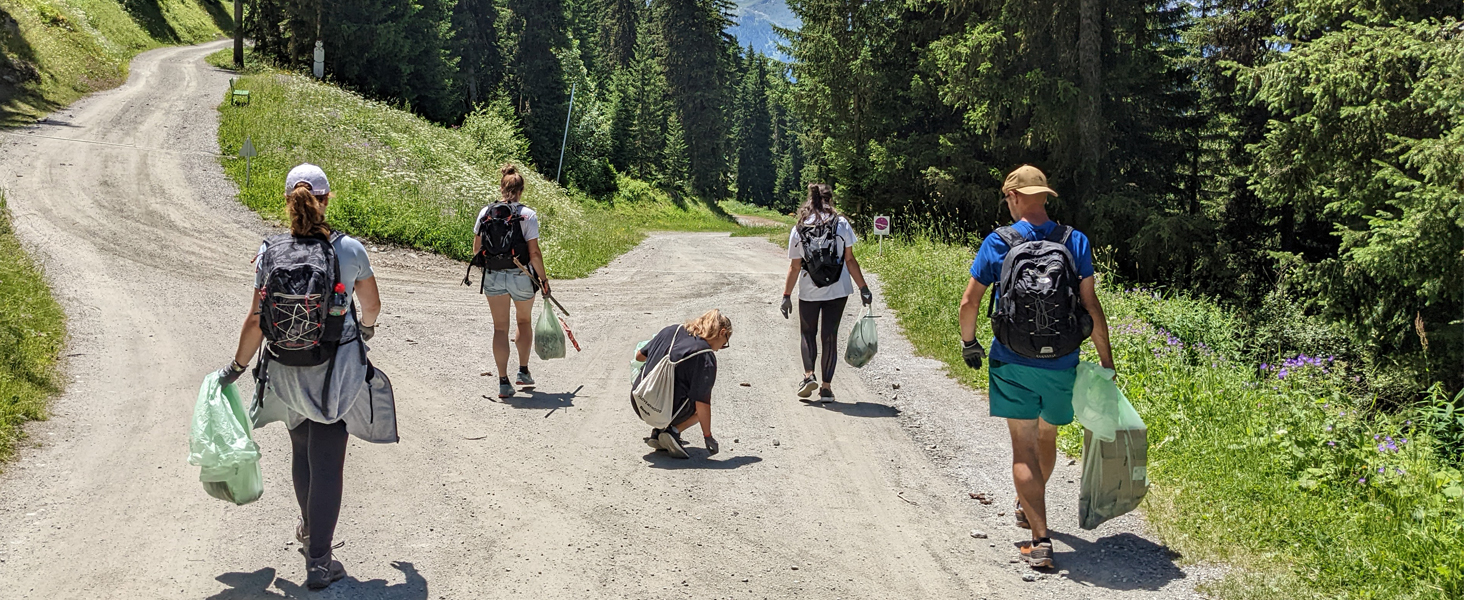 Mountain Clean up with bioMat Waste Bags in French Mountains
