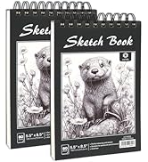 CONDA 5.5 x 8.5 Sketchbook Book - Top Spiral Bound Pad, 2 Packs of 100-Sheets (68lb/100gsm) Acid ...