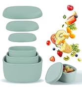 WYGLHLF Reusable Nesting Silicone Food Storage Containers, Set of 3 Lunch Box Bento with Lids, Ai...