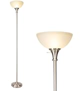 Floor Lamp Frosted White Glass Bowl Shade - for Room Decor - Bedroom Decor - Floor Lamp for Bedro...