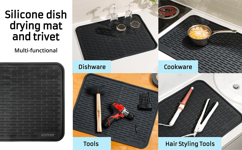 Silicone dish drying mat and trivet. Multi-functional