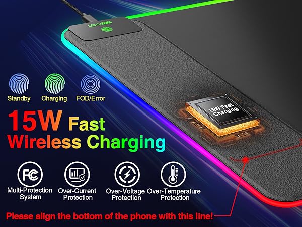 RGB Gaming Mouse Pad with Wireless Charging