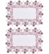 Winotic White Dark Red Floral Lace Jacquard Placemats Set of 2 Table Topper Dresser Scarf Place M...