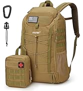 G4Free 45L Military Tactical Backpack 3 Day Survival Molle Pack for Hiking Camping Traveling(Tan)