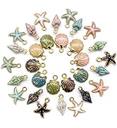 AUEAR, 30 Pack Ocean Starfish Conch Seashell Enamel Charms Pendants for DIY Jewelry Making (Ocean...