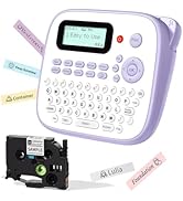 EazeID Label Maker Machine with-Tape Waterproof, Purple Desktop Label Maker for Teachers Kids Cla...