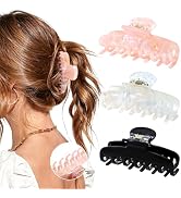 ACECHA 3 Pack Double Row Teeth Claw Clip for Thin Fine Hair, 3.4 Inch Medium Size Hair Claws, Non...