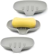 3 Pack Soap Bar Holder, AIMAIAIMAI Self Draining Soap Dish, Quick Drainage, Soap Dishes for Bathr...
