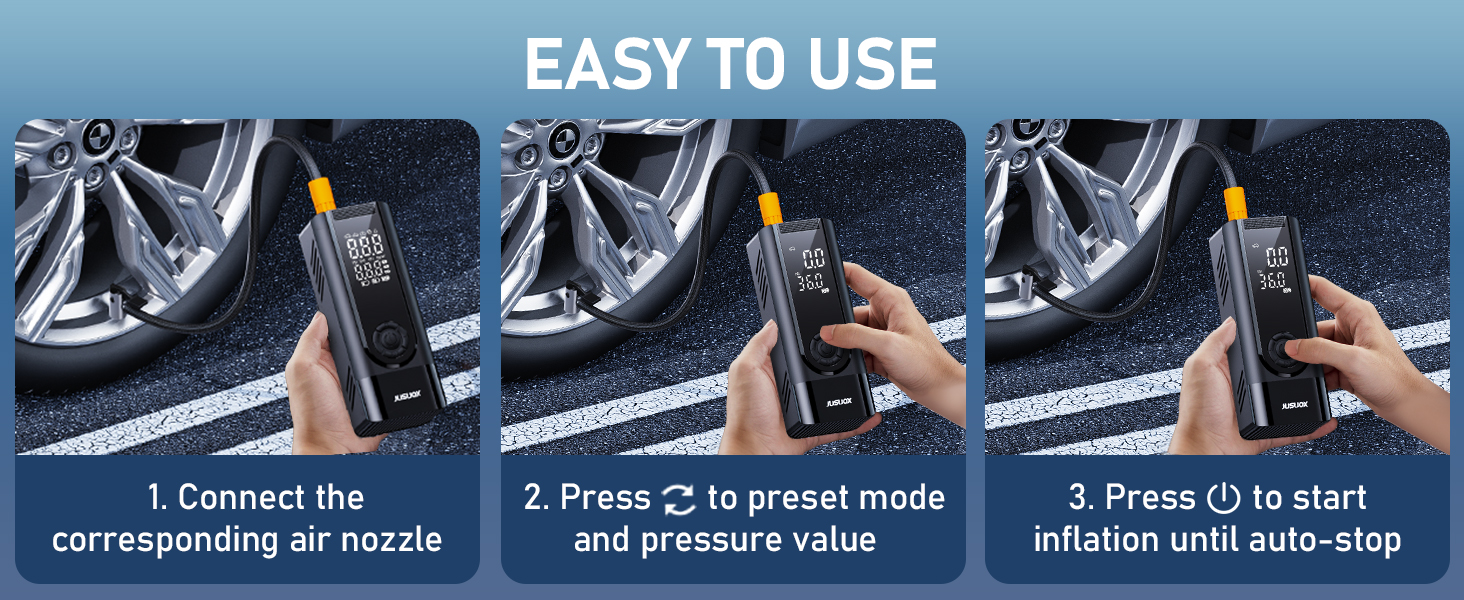 JUSUOX Tire Inflator Portable Air Compressor Easy to Use