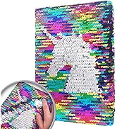 GINMLYDA Sequin Girls Journal for Kids, 8.5x5.5 Inches 160 Lined Pages Diary for Girls Unicorn Re...