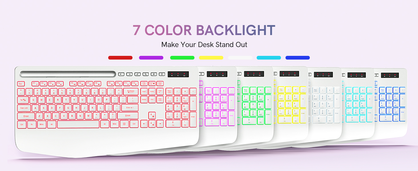 7 color backlit wireless keybaord