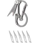 RovyVon U4 Pro+ Plus Titanium Carabiner Keychain Knife, EDC Multitool Pocket Clip with Replaceabl...