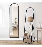 Americanflat 15x59 Framed Black Arched Mirror with Stand - Full Body Mirror for Bedroom, Entryway...