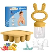 WAJIAYON Baby Breastmilk Popsicle Molds & Baby Fruit Feeder (2 Pack), Baby Food Freezer Tray Stor...