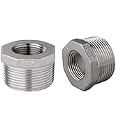 Quickun Stainless Steel Reducing Hex Bushing, 1/2" Male NPT to 1/4" Female NPT, Reducer Bushing P...