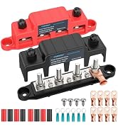 CAMWAY Battery Power Distribution Block Busbar,250A 12-48V M10-3/8inch Studs Battery Busbar Termi...