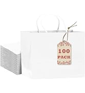 qiqee 13"x4.5"x10" Large Gift Bag with Handles 100PCS Gift Paper Bags White Bags Multiple Uses (W...