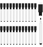 JEFURE 25pcs Magnetic Dry Erase Markers with Eraser Cap, Black White Board Markers, Dry Erase Mar...