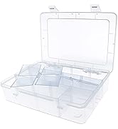 Xiaoyztan Clear Plastic Organizer, 12 Grids with Adjustable Dividers, Jewelry Box Bead Storage Co...