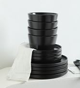 Stone Lain Coupe Dinnerware Set, Service For 4, Black Matte