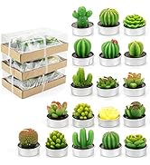 Lawei 18 Pack Cactus Tealight Candles - Handmade Delicate Succulent Mini Plants Candles - Perfect...