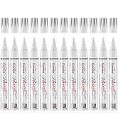 Overseas Oil-Based Fine Tip Paint Marker Pen - 12 Pack White 0.9mm Fine Nib Permanent Markers, Qu...