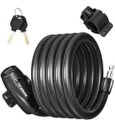 Titanker Bike Lock, 1/2 Inch Thick Bike Lock Cable Coiled Secure Bicycle Lock with Keys Scooter L...