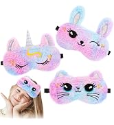 JroyJoy 3 Pcs Cute Animal Kids Sleep Mask, 100% Blackout Eye Masks for Girls, Soft & Comfortable ...