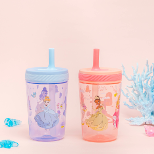 The tumbler is made from durable plastic and silicone.