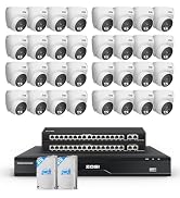 ZOSI C220 4K PoE Security Camera System with AI Person/Vehicle Detection, H.265+ 32CH NVR with 8T...