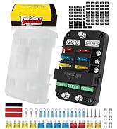 FASTSTORM 12V 6-Way Fuse Block with Relay, ATC ATO Blade Fuses, LED Indicator, ACC Interface, Mar...