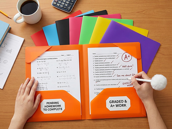 plastic folders with pockets