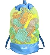 EocuSun Large Mesh Beach Bag Tote Durable Sand Away Drawstring Beach Backpack Swim and Pool Toys ...