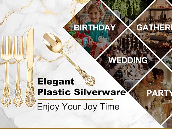 Gold plastic silverware